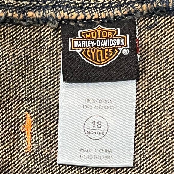 Harley-Davidson Baby Denim Shortalls, 18 mos - Picture 3 of 8